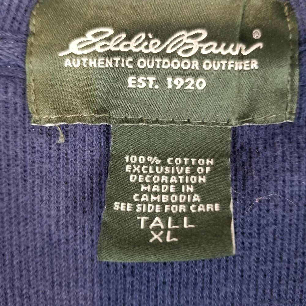 Eddie Bauer Sweater Mens XLT Blue 1/4 Zip Mock Neck Cotton Pullover Tall Casual - Picture 4 of 12